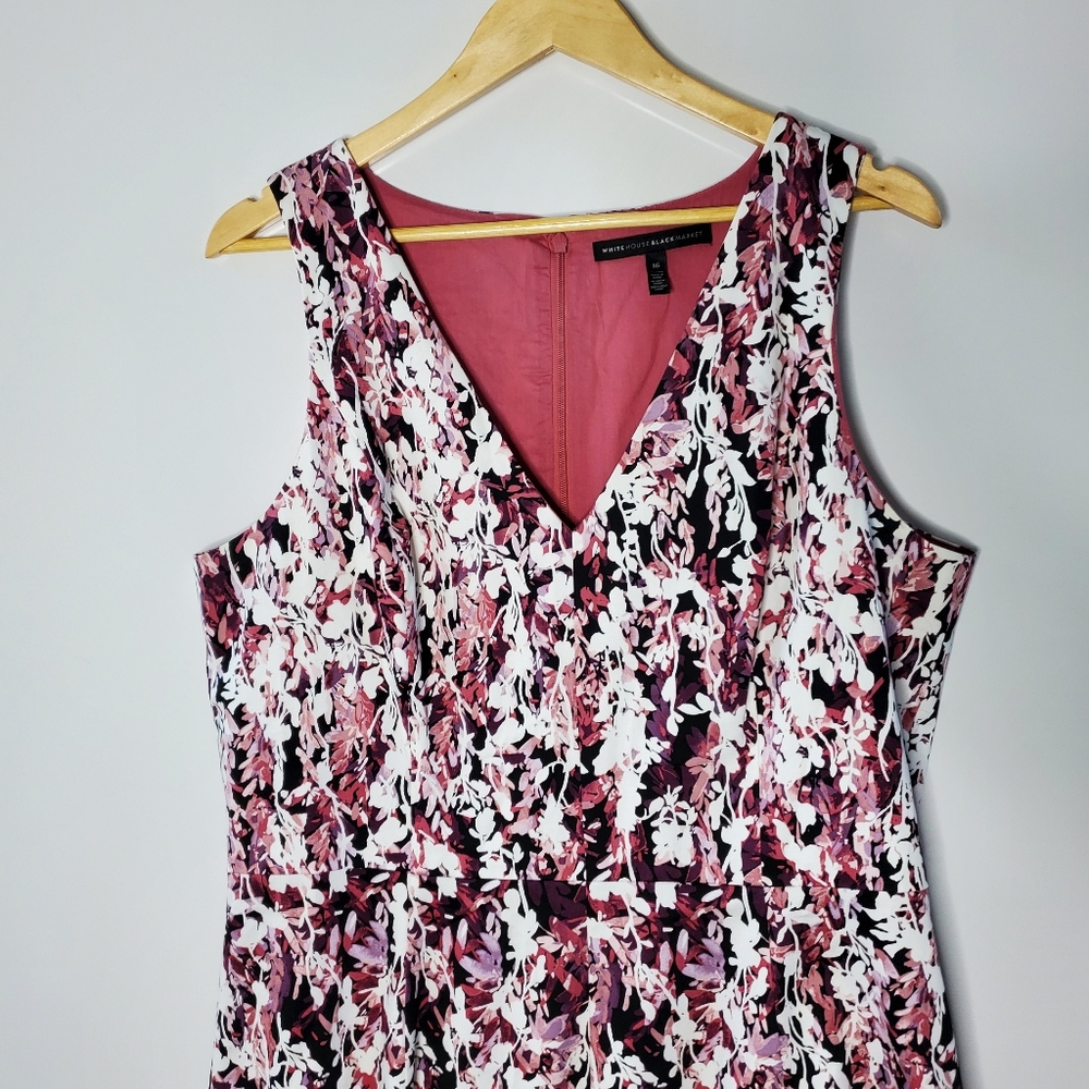 White House Black market Black, pink & White lined fit & Flare casual dress